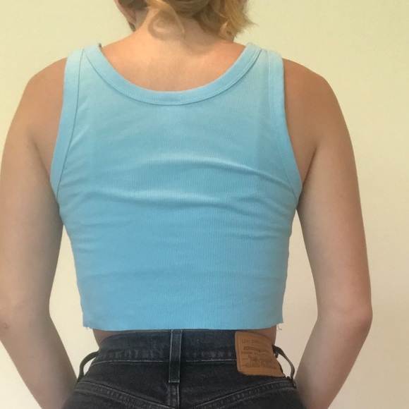 Bright Blue Cropped Tank Top - Picture 2 of 2